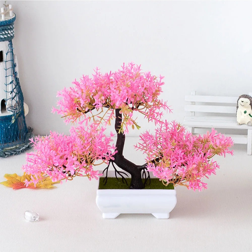 EcoDecor Artificial Bonsai Plant - Fake Flower Pot