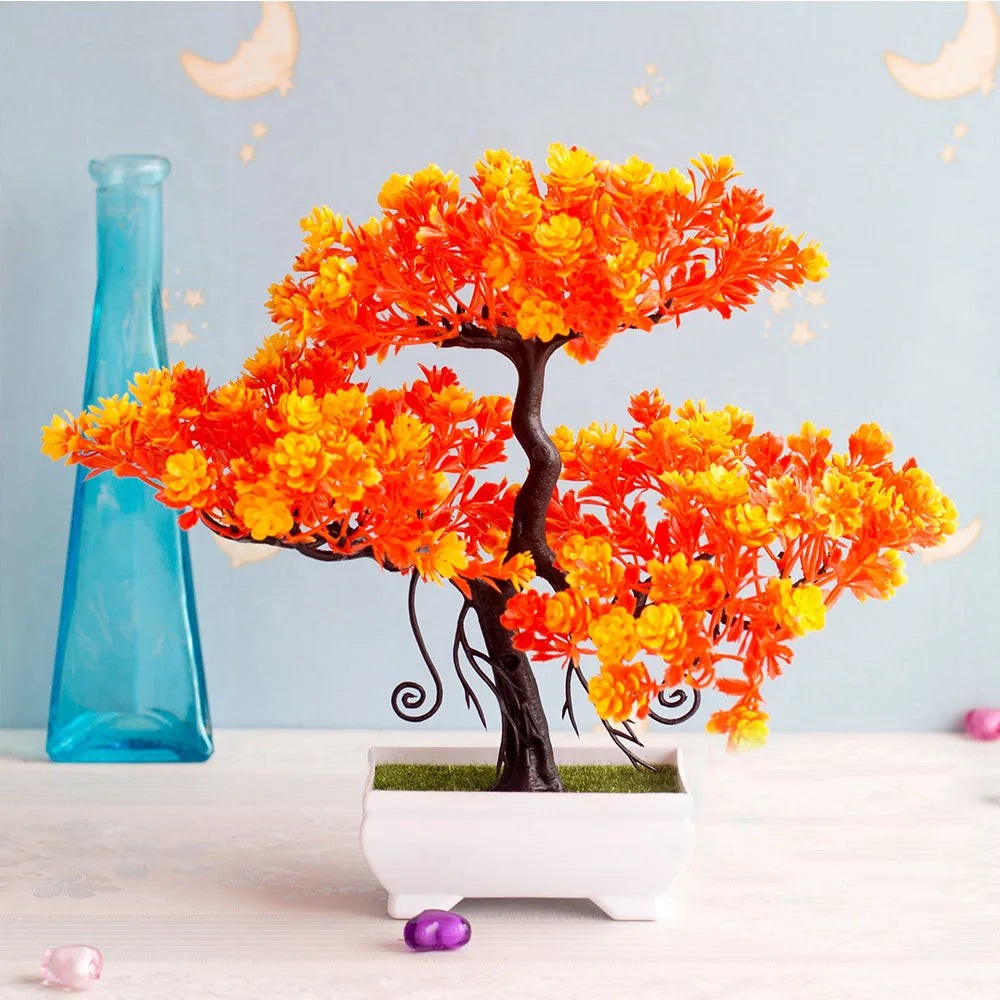 EcoDecor Artificial Bonsai Plant - Fake Flower Pot