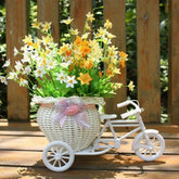 RattanCharm Tricycle Flower Basket - Decorative Miniature