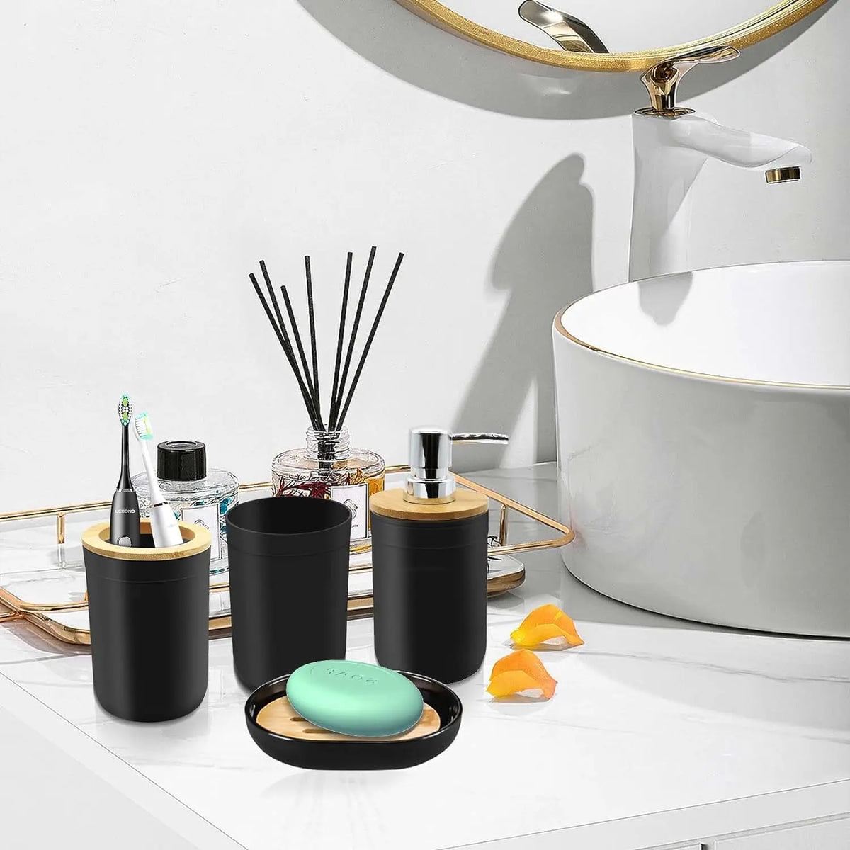 BlackBamboo Bathroom Set - 4 Pieces