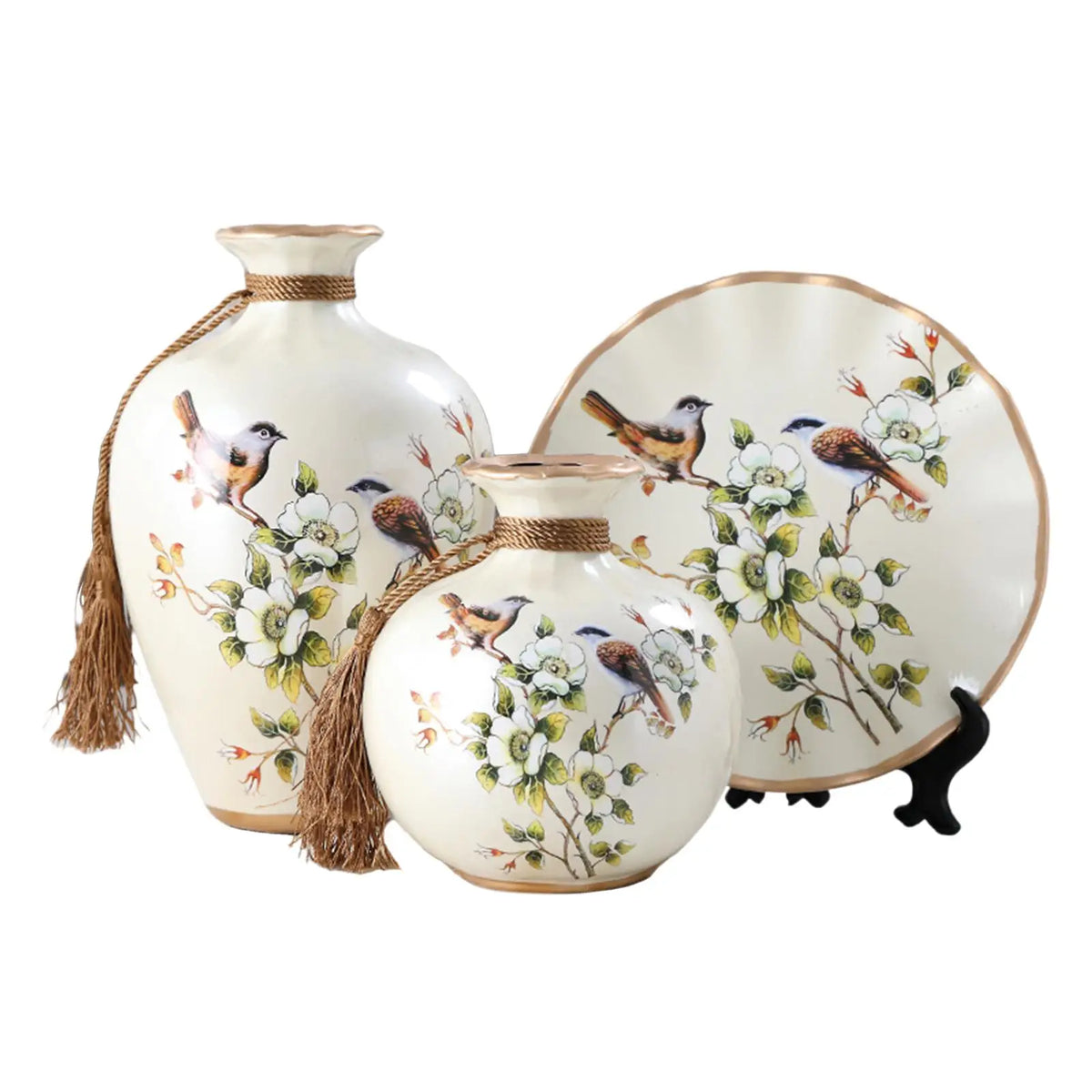 Classic Elegance Chinese Vase Set - 3 Pieces