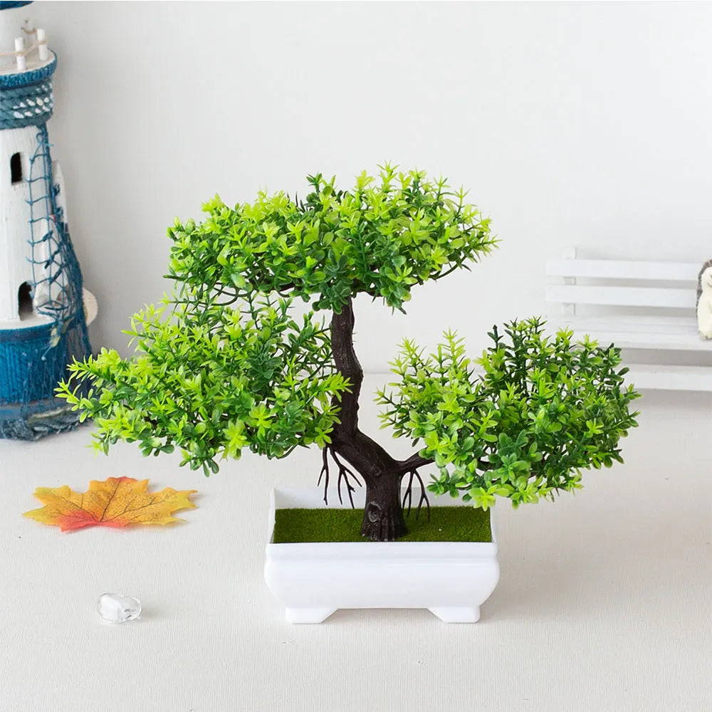 EcoDecor Artificial Bonsai Plant - Fake Flower Pot